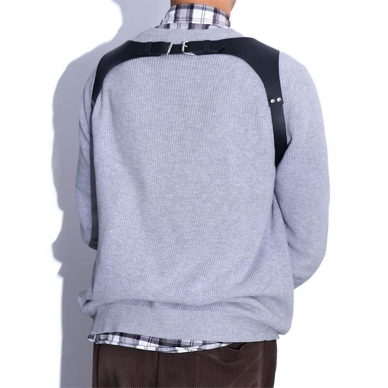 Подтяжки мужские с кожаным ремешком, регулируемые зажимы для брюк, ремень на плечо