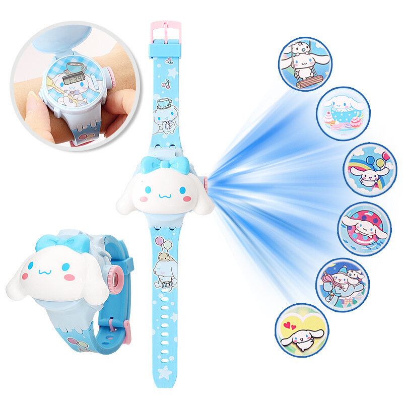 Jam tangan LED pola 3D anak perempuan, jam tangan mainan anak perempuan Hello Kitty proyeksi pola 3D, jam tangan LED, mainan anak-anak, jam gelang hadiah