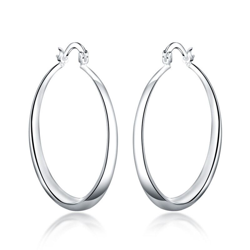 Big Circle Round Hoop Earring for Women 925 Stamp Silver Color Unusual Earrings 2022 Trend Christmas Party Wedding Jewelry Gifts