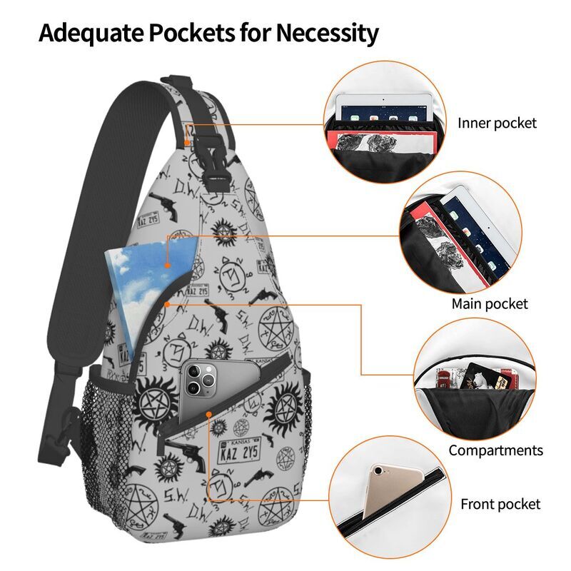 Personalized Supernatural Symbols Sling Bag Men Cool Wincherter Bros Shoulder Crossbody Chest Backpack Traveling Daypack