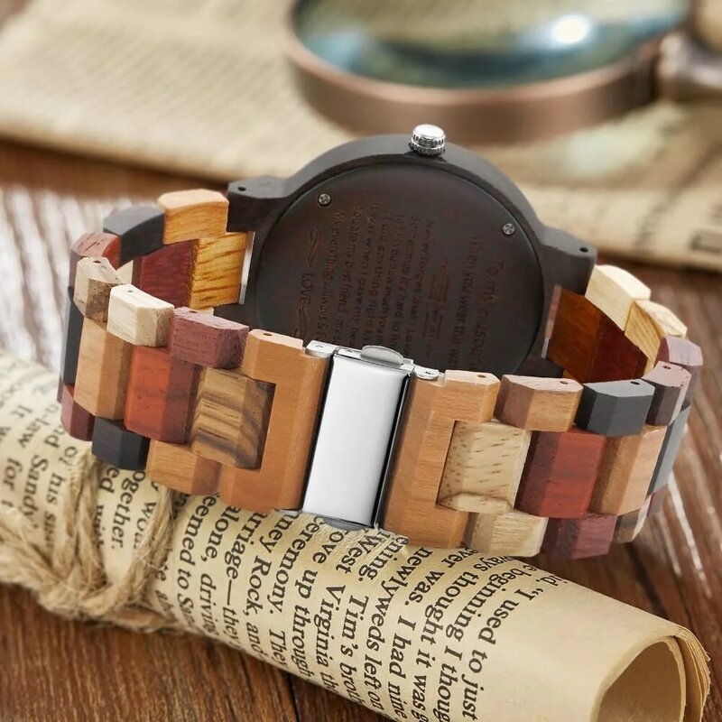 Drewniane zegarki męskie ręcznie robione kolorowe bambusowe drewniany zegarek analogowe kwarcowe męskie drewniane zegarki