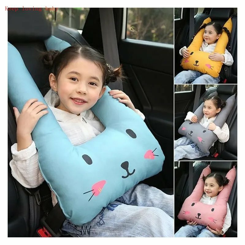 Kid's Car Headrest Strap Cartoon Safety Belt Shoulder Protector Cute Pillow Child Soft Seat Sleeping Neck Fit Cushion Pillow