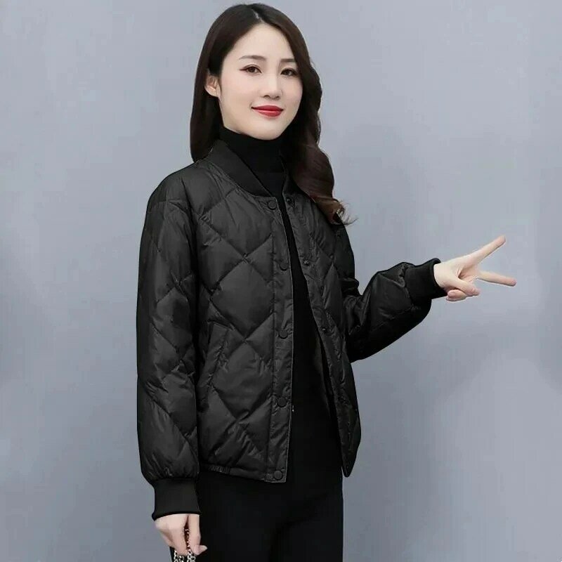 Модная женская хлопковая одежда, новинка 2023, осенне-зимняя куртка с воротником-стойкой, короткое пуховое хлопковое пальто, корейское пальто, парка для женщин