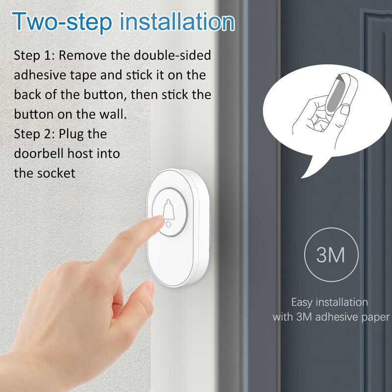 Waterproof Wireless Doorbell Smart Home IP65 Outdoor Door Bell 39 Ringtone 4 Volume Adjustable LED Flash Security Alarm