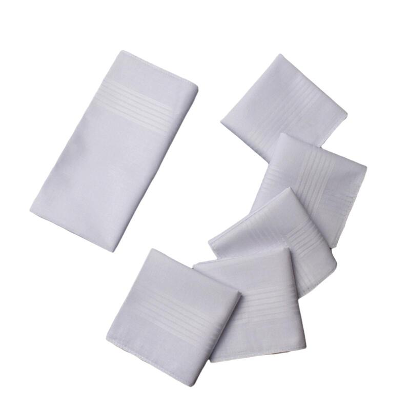 6x Pure White Mens chusteczka Hankies wytrzeć pot ręczniki bandany kieszonkowy plac dla mężczyzn kobiety codziennego użytku ślub DIY