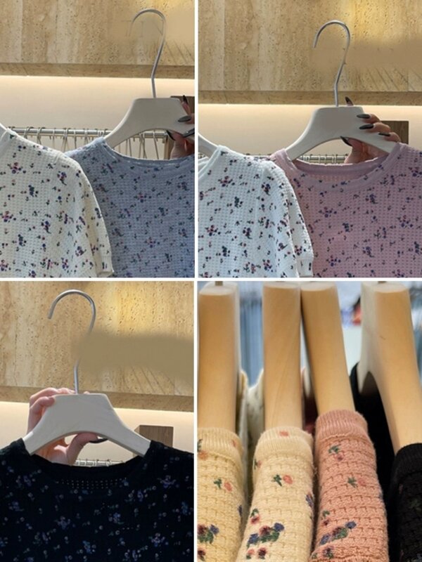 Fashion Korea 2024 kaus baru musim semi komuter manis dan usia mengurangi longgar kotak leher bulat Pullover atasan rajut