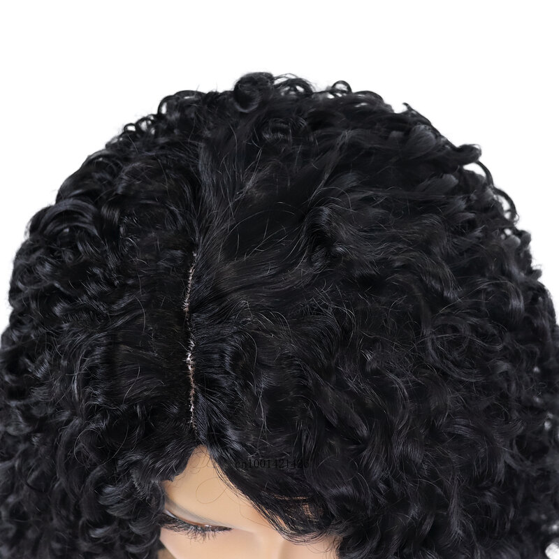 Parrucche da donna nere parrucca riccia per capelli sintetici lunghi parrucche morbide e spesse acconciature naturali Drag Queen Party Wig stile Casual quotidiano