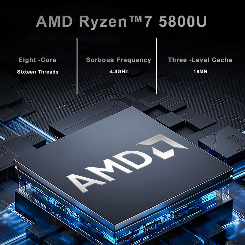 GenMachine-MINI PC AMD Ryzen 7 5800U, ordenador de escritorio para juegos, Windows 11 Pro, DDR4, 16/32GB, 256/512GB, SSD, WIFI6, RTL8852, BT5.2