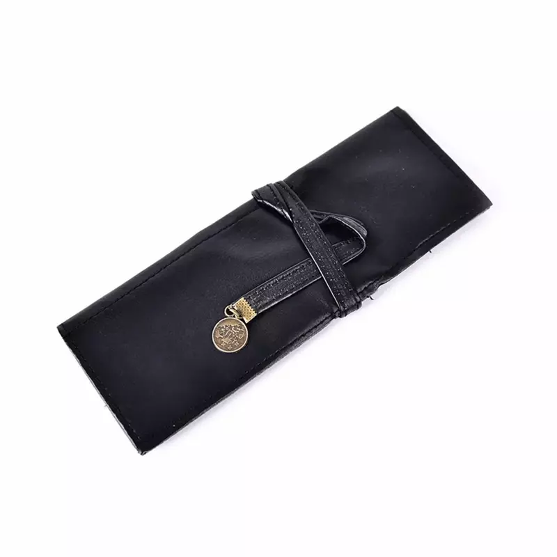 Vintage Retro Luxury Roll Leather Make Up Cosmetic Pen Pencil Case Pouch Purse Bag