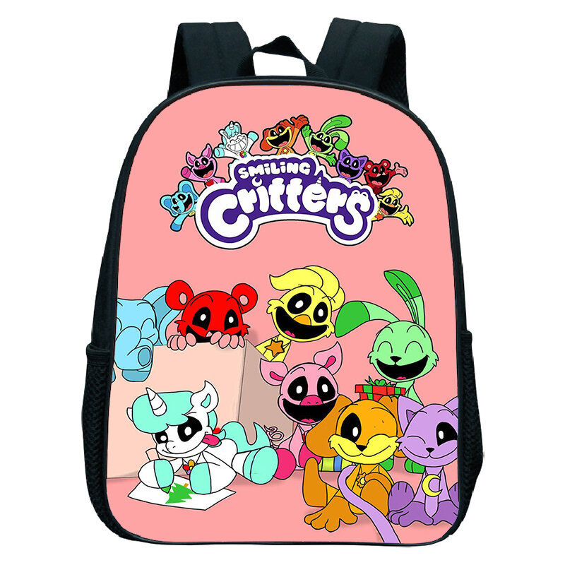 Mochlia-mochila con estampado de Critters sonrientes para niños, bolsa de guardería para bebés, mochilas escolares de dibujos animados impermeables, bolsa de libros para niños y niñas