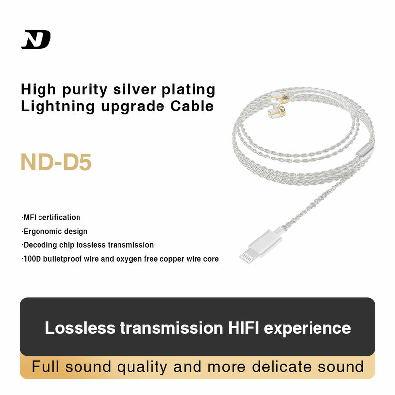 El cable de auriculares ND Lightning es adecuado para auriculares con cable de 2 pines y 0,75mm con interfaz Apple KZ CCA