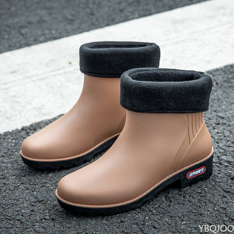Rain Boots for Women Thicken Cover Waterproof Unisex Anti-Slip Rain Shoes Garden Kitchen Labor Shoes Car Washing Rubber Shoes