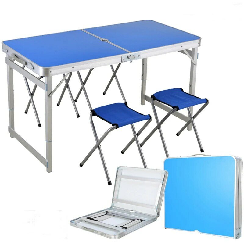 Набор мебели складной  стол+4 стула   стол складной стол и стул набор  для пикника  алюминий стол раскладной стол стол туристический походный стол отдых на природе  отверстие для пляжного зонта ножки у стола квадратные