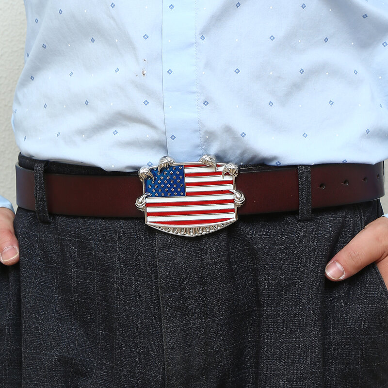 الغربية الدنيم سبائك الزنك العلم الأمريكي الرجال الغربية أداة معدنية مشبك ، وتستخدم للرجال حزام الملحقات