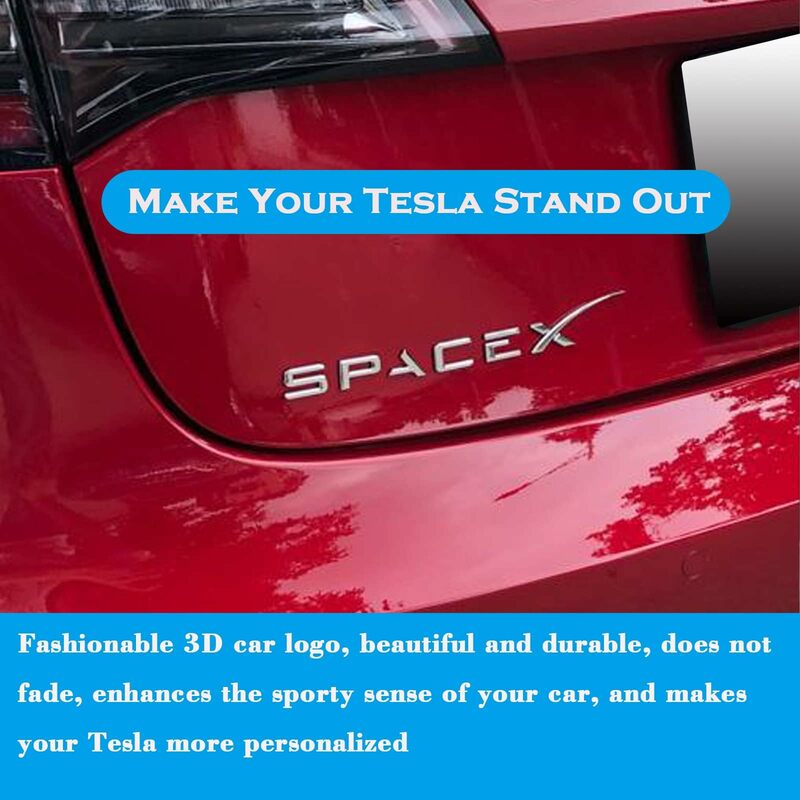 3D naklejki z literami ABS SPACEX dla Tesli tylna klapa emblemat naklejka na bagażnik naklejki kalkomania samochodu dla modelu 3/Y/X/S