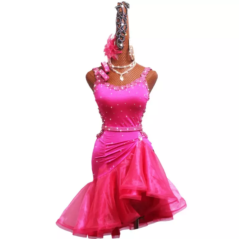 Neue latein amerikanische Tanz wettbewerb Kleid Kostüme Rock Performing Kleidung Erwachsene anpassen Kinder rot Matador Rock Split Rock