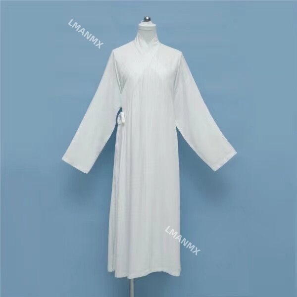 Hanfu Chinese Ming Dynasty Traditional Round Collar Robe Lining Original White Inner Wear Clothing Taoist Robe Lingerie Costume