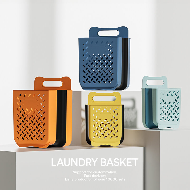 Kitchen Storage Organizer Basket with Handle Home Folding Colorful Portable Laundry Basket Easy To Fold
