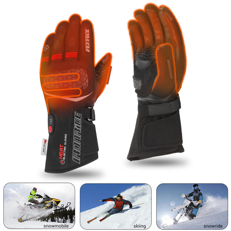 Heated Rechargeable Gloves Waterproof Electric Heated Gloves Thermal Heat Gloves Winter Warm Skiing Snowboarding Fishing Hunting