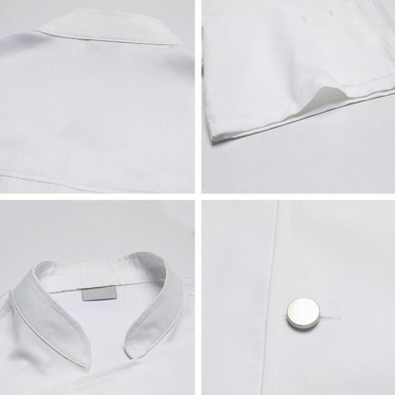 Chef Shirt Single-breasted Design Professional Chef Uniform Stand Collar Wear-resistant Fabric Chef Attire for Bakery Restaurant