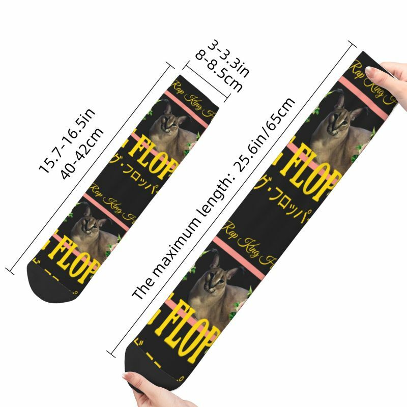 Новинка, мужские большие цветочные носки Floppa в эстетическом стиле, дышащие теплые короткие носки унисекс с 3D-принтом кошек и мемов