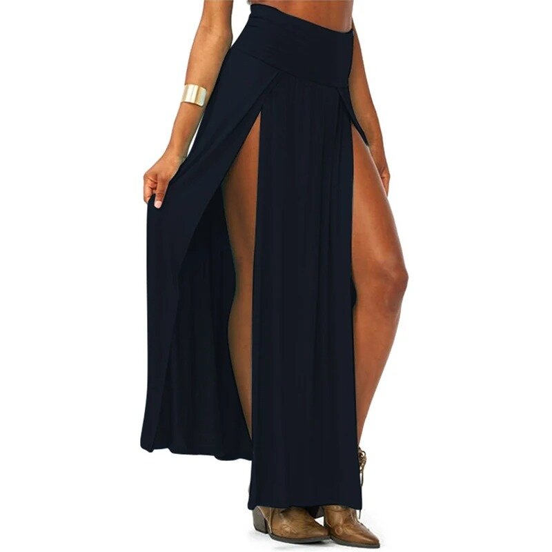Новое поступление 2023, Женская однотонная длинная юбка-макси с двойным разрезом, оптовая продажа, 51 подарок на день Святого Валентина