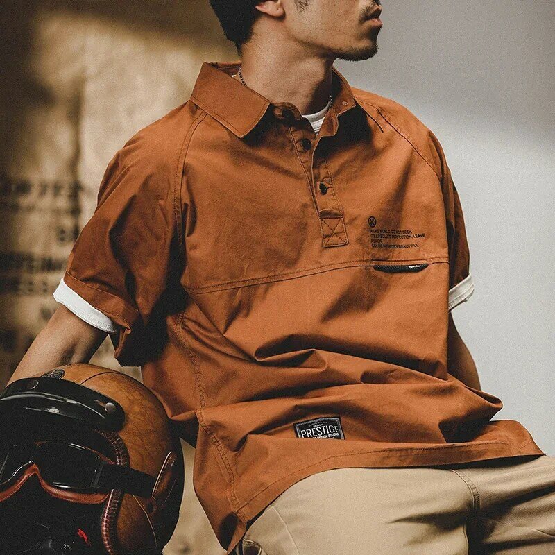 Polo Retro americano de manga corta para hombre, Camiseta holgada informal de alta calidad, a la moda ropa de Golf, Tops de verano