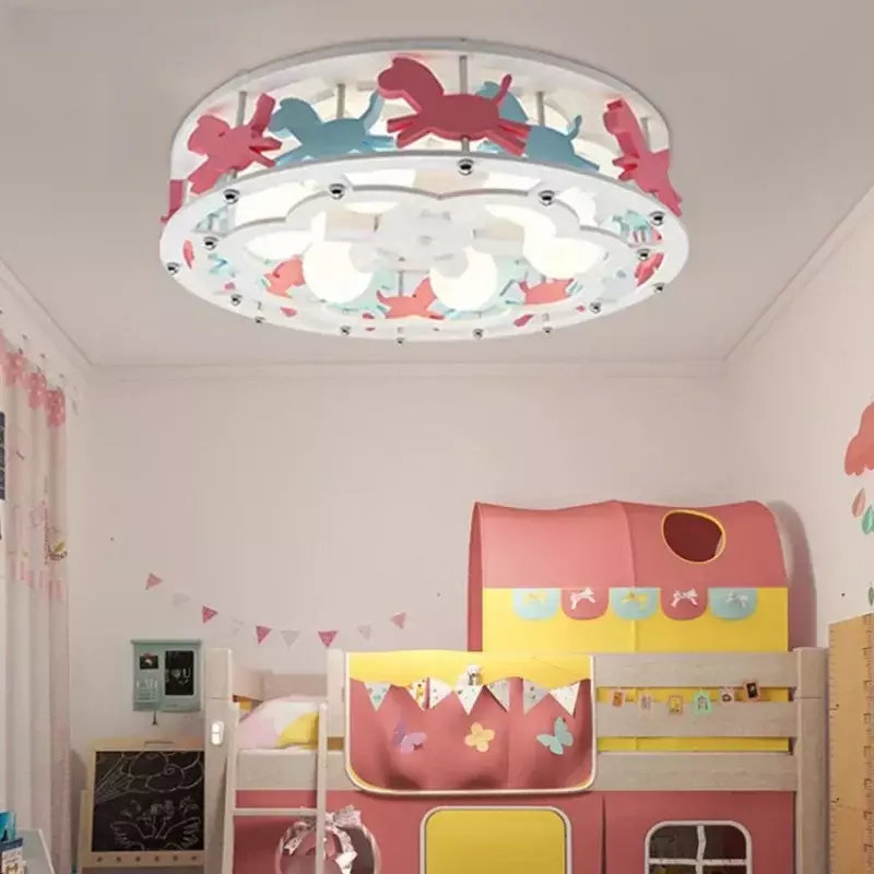 Pokój dziecięcy Kolor Trojan Lampa sufitowa LED Ciepła sypialnia Zielony wzór leśny Oświetlenie do korytarza Living Boys Girls Oprawy