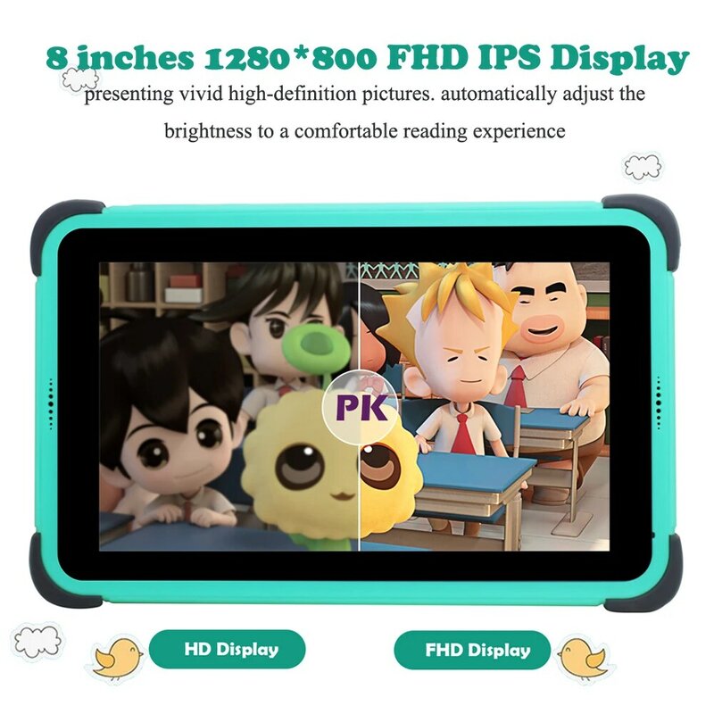 Cwowdefu แท็บเล็ตสำหรับเด็ก8นิ้ว HD 1280x800แอนดรอยด์11.0 WiFi 6 5 + 8MP กล้อง Google Play แท็บเล็ตสำหรับเด็กนักเรียน2GB 32GB ของขวัญ