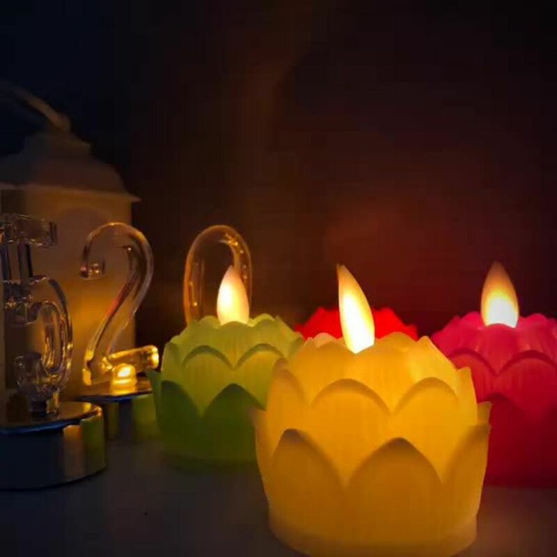 Luz LED de loto flotante para Festival de mediados de otoño, lámpara de noche de deseos, luz de loto Artificial, electrónica, buena suerte, decoración de patio
