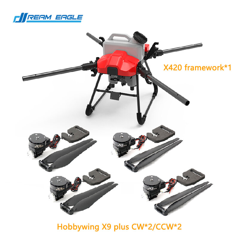 Dreameagle X420 20L 20kg kit bingkai semprot pertanian Quadcopter lipat empat sumbu dengan sistem daya Hobbywing X9 plus
