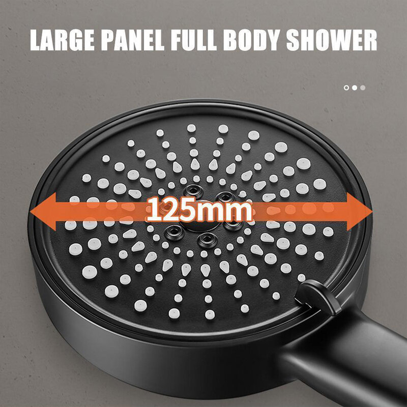 12.5cm Big Panel Shower Head,High Pressure Rainfall Shower Set Water Saving Shower,5 Modes Adjustable Shower Head Bathroom Tools