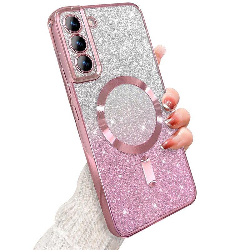 Glitter helle Abdeckung für Samsung Galaxy S24 S23 S22 S21 S20 Ultra Plus Fe Fall Note20 Ultra Plating Wireless Magsafe Magnet