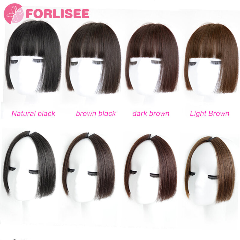 Forlisee-合成プリンセスカットウィッグ、天然額ウィッグピース、jiヘア、偽の包帯、女性