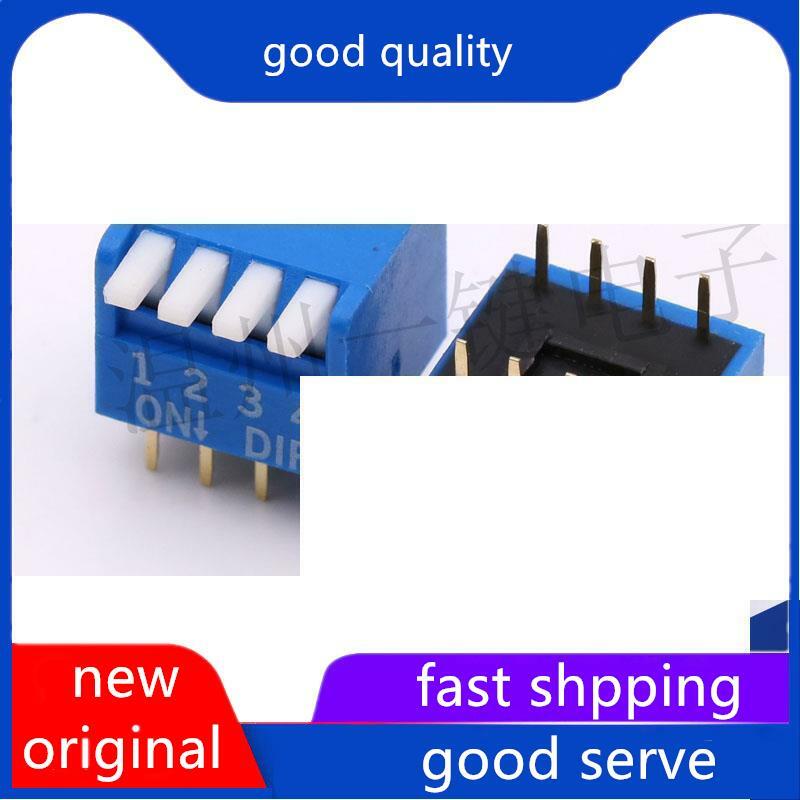 Azul Dial Piano chave Encoding Switch, 4 P, posição 4, 2,54mm, passo do pé, lado, original, novo, 10pcs