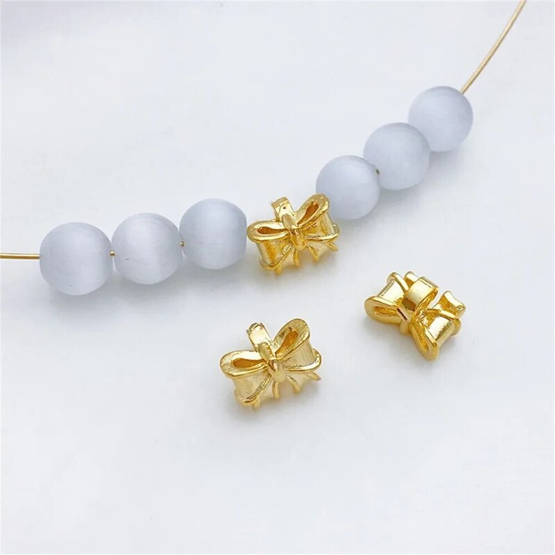 14K Bag Golden Princess Bow Beads Scattered Beads Diy Handmade Bracelet Necklace Beaded Jewelry Material Accessories L205