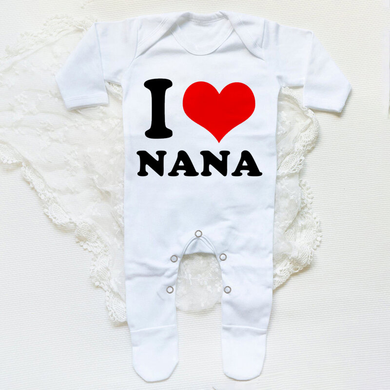 I Love Papa Mama Baby Babygrow Sleepsuit Baby Coming Home Outfit Newbron Shower Gift Boy Girl Cute Sleepsuit Infant White pagliaccetto