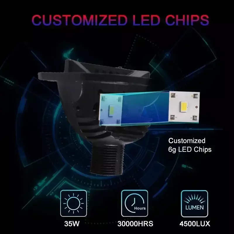 Sanvi-miniproyector LED para faros de coche, luz de circulación de ojo de Ángel, S8, 2,5 pulgadas, 35W, 6000k, H4, H7, 9005, 9006