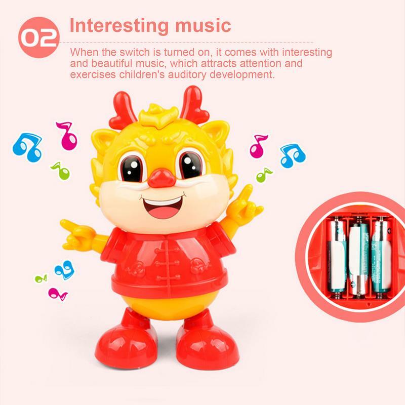 Mainan musik elektronik anak, mainan edukasi kartun naga elektrik portabel untuk anak laki-laki dan perempuan