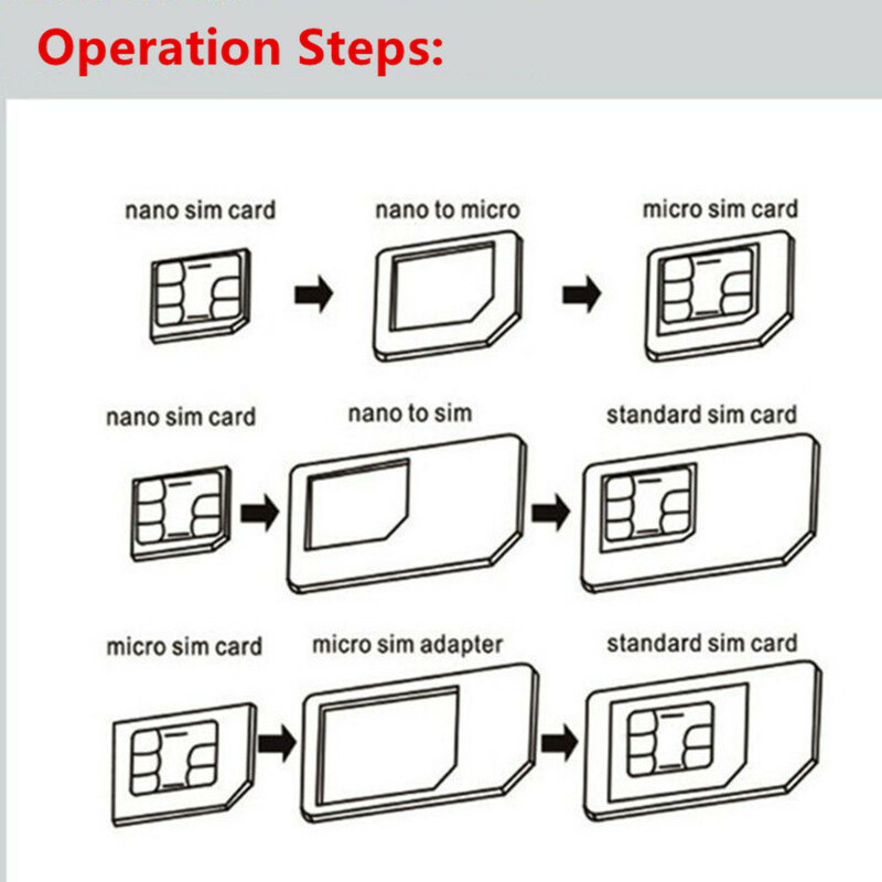 4 In 1 Sim Card Adapter Kits With Card Pin Standard Micro Sim Card Tray For Nano Sim Card Converter Close Perfect Fit Sim Slot