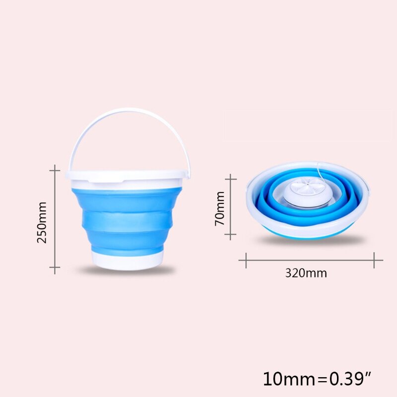 Penyimpanan Mesin Cuci Lipat Portabel Mini 10L Kapasitas Besar untuk Mesin Cuci Turbin USB Ulang Ramah Lingkungan