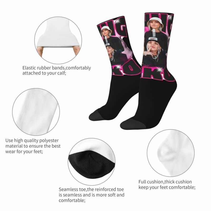 Retro Young Miko Bootleg Crew Socks para homens e mulheres, Absorção de suor, Impressão, Theme Design Product