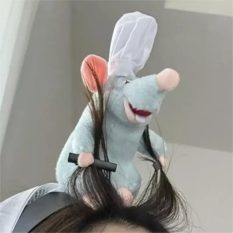 Nowa opaska Ratatouille z kreskówkowym pluszowa lalka opaska na głowę kreatywna urocza opaska z szerokim rondem na włosy spina gorące nakrycie głowy prezent dla dziewczynki