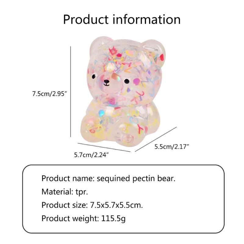 Soft TPR Lantejoulas Urso Descompressivo Vent Brinquedo Animal Fidgets Presente para Criança Adulto
