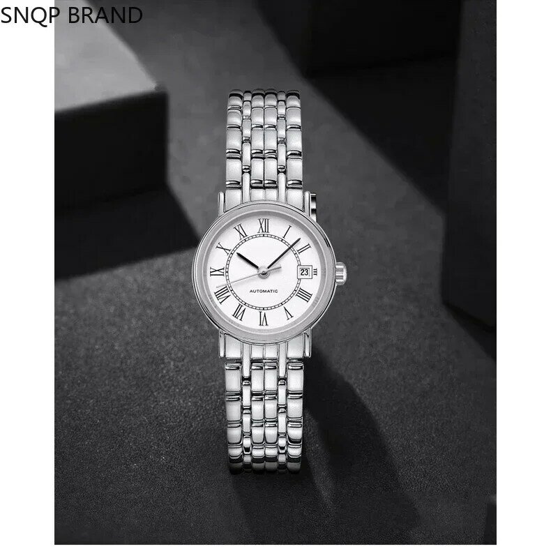 Luxury New Automatic Watch for Lady Rose Beauty Stainless Steel Bracelet Womens Silver Fashion Dress Whtie Rome dial
