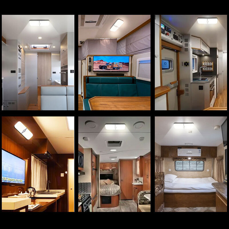 Lampu LED RV 12V/24V lampu Interior kubah ganda lampu untuk truk perahu lampu dapat disesuaikan Aksesori Trailer karavan 48LED