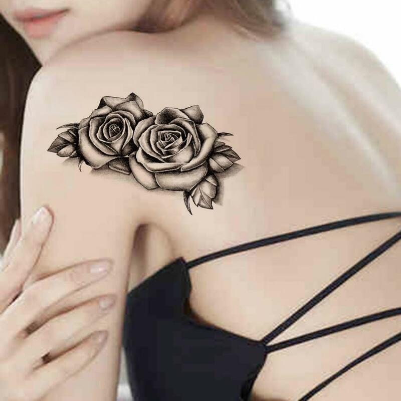 Tatuagem Temporária Flor Impermeável Etiqueta, Body Art Sticker para Mulheres, Braço, Perna, Falso, Mulheres