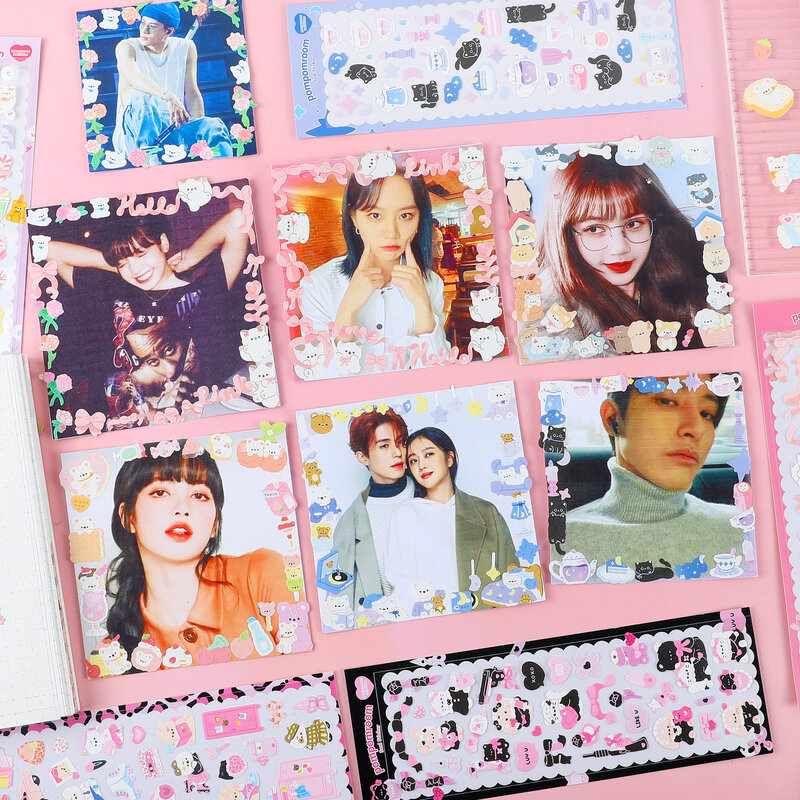 12pcs Lovely Circus Series Cute Korean Toploader Decoration Seal Stickers,3D Hologram Design,Kawaii Kpop Cardholder Deco