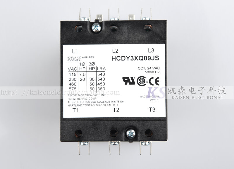 Трехфазный контактор переменного тока 24 В 90 а HCDY3XQ09JS Hartland Controls UL CSA