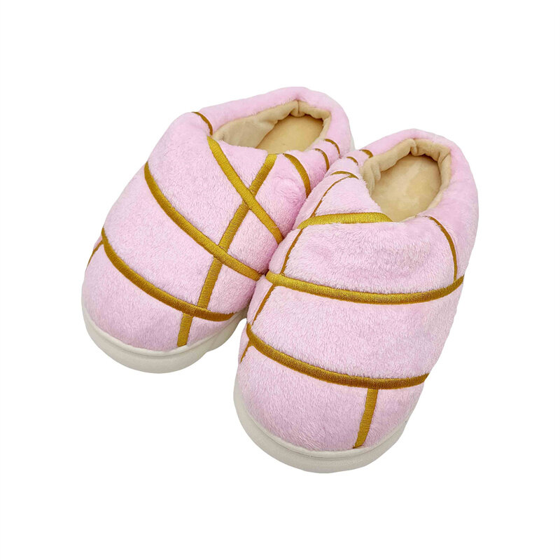 여성 Conchas 슬리퍼 멕시코 빵 팬 DulceHuaraches 실내 바닥 홈 신발, 침실 따뜻한 부드러운 ins 핑크 플러시 슬리퍼